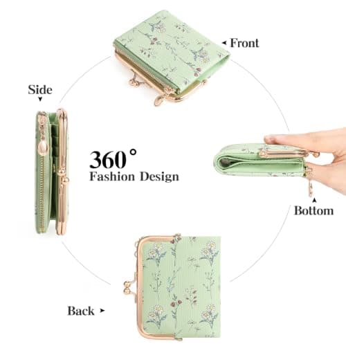 GAEKEAO Small Purses for Women RFID Blocking Bifold Ladies Wallet Vegan Leather Coin Purse with Zipper and Kiss Lock — view 5