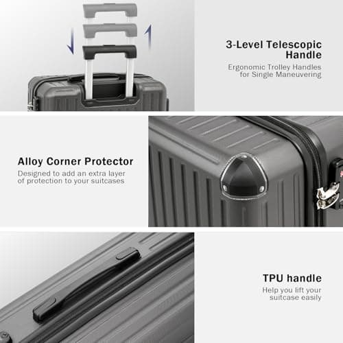 COOLIFE 24 Inch Medium Suitcase, Hardshell Trolley Lightweight ABS+PC — view 4
