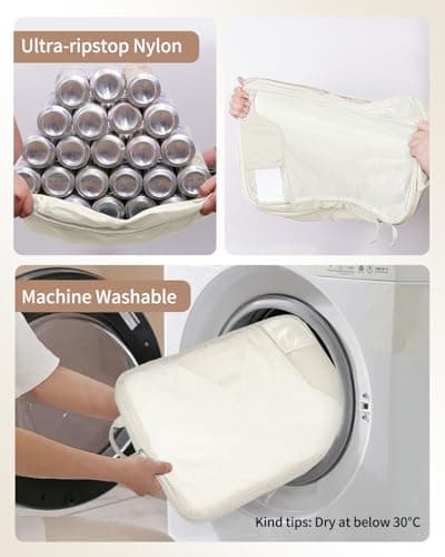 ECOHUB 4pcs Compression Packing Cubes, Suitcases Organiser Bag with Tag, Recycled Travel Bags Organiser for Backpack, Tear-resistant Packing Organiser for Carry On Luggage, Beige (Patent Pending) — view 4