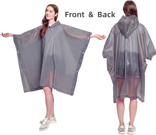 NAYEZH Rain Poncho for Adults, 2‑Pack Reusable Waterproof Cape with Hood — view 6