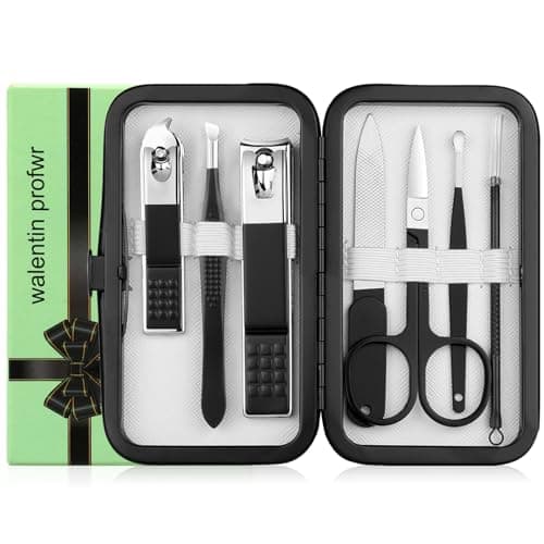 Nail Clipper Set Manicure Set Men Manicure Kit with Portable Travel Case Toe Finger Nail Clippers Personal Care Tools Kit Men Grooming Kit Present for Husband Boyfriend Family(Black White)