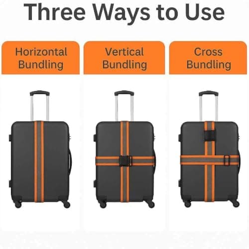 StoneMaxi Adjustable Luggage Straps With Locks 3 Digit Combination Lock Multi-Colour Travel Suitcase Straps Security Password Lock Travel Accessories Suitcase Belt (Orange - Grey) — view 6