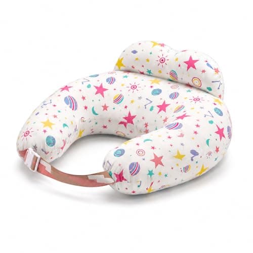 Inflatable Nursing Pillow for Breastfeeding & Bottle-Feeding – Portable Travel Feeding Cushion with Adjustable Waist Strap – Soft Cotton Cover – Odour-Free Thickened TPU Inner – Removable & Washable