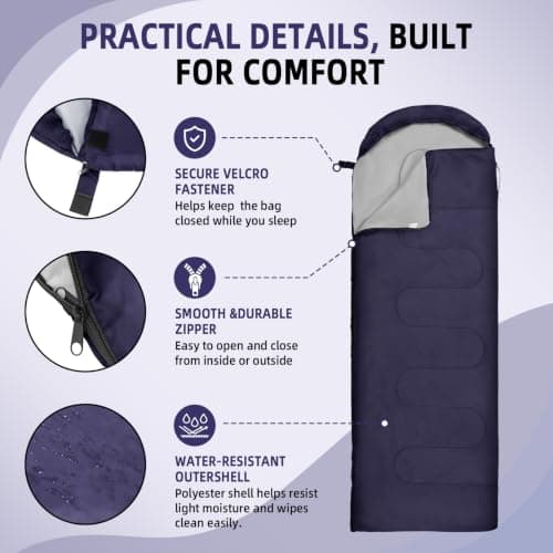 Sleeping Bag for Adults & Kids, Lightweight 3-Season Storage Bag (0.95kg) — view 3