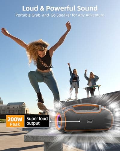 Portable Bluetooth Speakers Wireless, 200W PEAK Outdoor Speaker w/2.0 Bass — view 4
