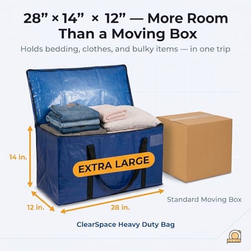ClearSpace Heavy Duty Moving Bags or Storage Bins with Lids, Blue, 6 Pack — view 4