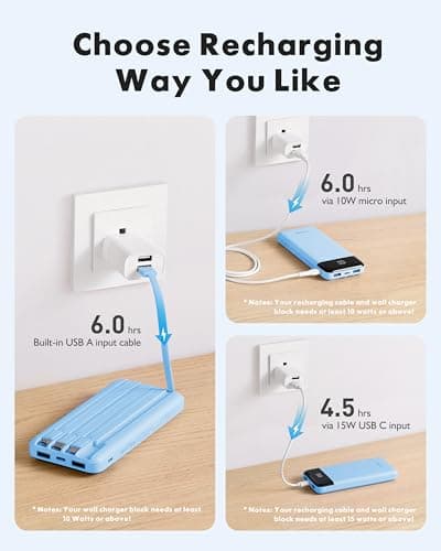 Charmast Power Bank with Built in Cables X 4, 10000mAh Portable Charger — view 4