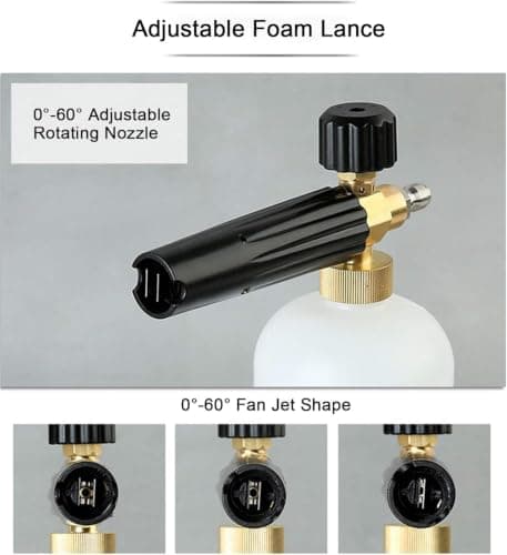 Snow Foam Lance 1/4" Quick Release Car Wash Foam Cannon Pot with Adjustable Nozzle, High Pressure Washer Soap Dispenser Bottle (1L) — view 4