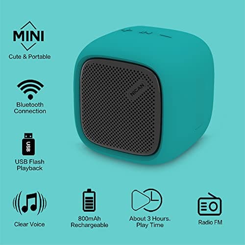 NICAN Portable Mini Bluetooth Speaker with In-built Rechargeable Lithium Battery, Bass Radiator and Great Sound of the kind for Outdoor or Indoor Activities, Easy to Carry for Travel (K02 Turquoise) — view 2