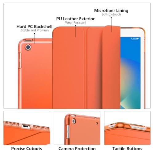 Moko Smart Case for iPad 9th/ 8th/ 7th Generation Case 10.2 Inch, Orange — view 4