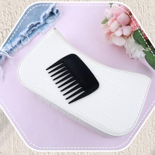 2 Pcs Wide Tooth Comb, Pocket Small Travel Mini Curly Hair Wallet Shower Styling Comb Suitable for Women and Men Straight, Curly, Wet and Dry Hair for Travel and Home Use, Black — view 2