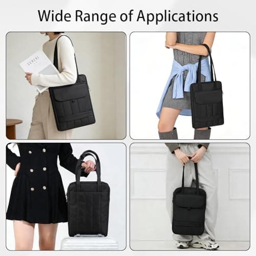 Adiwo 15/16 inch Black Laptop Bag, Puffy Laptop Sleeve Padded Handbag — view 2