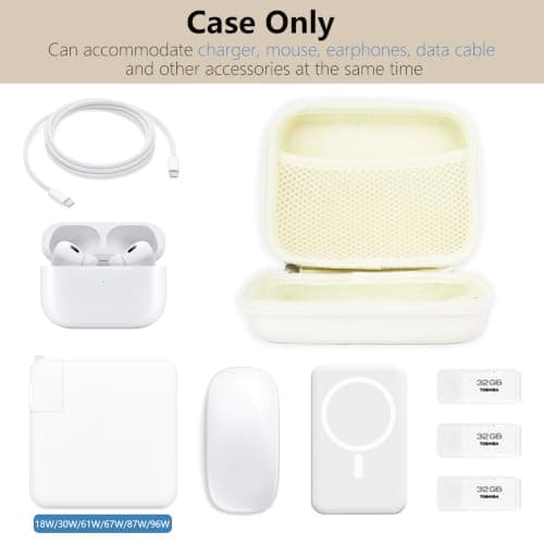 Linpr Portable Charger Case, Tech Electronic Organizer Bag, White, L — view 5