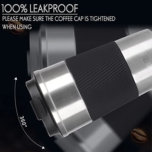 HASAGEI Travel Mug, Insulated Coffee Cup with Leakproof Lid - Vacuum Insulation Stainless Steel for Hot and Cold Water Coffee and Tea 510ml/380ml (Brushed Nickerl, 380ml) — view 5