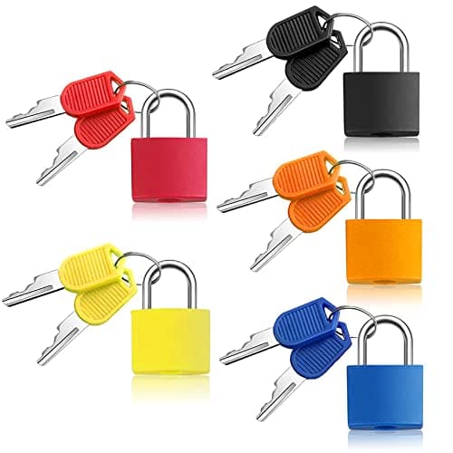 Suitcase Locks with Keys, 5pcs Colored Small Suitcase Luggage Padlocks with Keys Metal Travel Padlocks for Luggage Lock Backpack Gym Locker Laptop Bag Multicolor