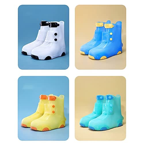Kids Waterproof Shoe Covers Reusable Non Slip Children Rain Boots Adjustable Wear Resistant Toddler Overshoes Flexible Durable Rainy Day Shoe Protectors for Outdoor Walking School Travel — view 5