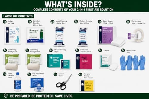Large First Aid Kit Rucksack – Fully Stocked Workplace First Aid Kit with Mini First Aid Kit, 500ml Eyewash, Burn Dressing & Ice Pack – British Standard – UK Assembled — view 3