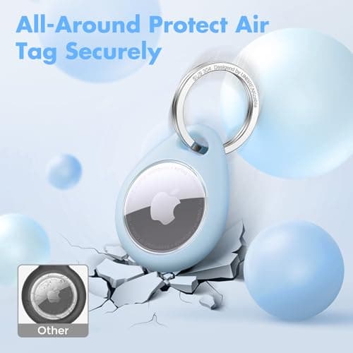 UNBREAKcable 360° Protective Case for AirTag (1st & 2nd Generation) [4 Pack], TPU Full Cover Keyring Holder with 304 Stainless Steel Keychain, Scratch-Resistant Design for Keys, Bags, Luggage — view 3
