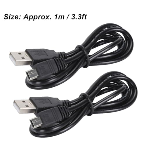 Mini USB Cable 10 Pack, Durable 480Mbps Charging Data Sync Cord for Desk Gaming Steel Reinforced Black 1M 3.3FT Mini B to USB A PVC Bundle — view 2