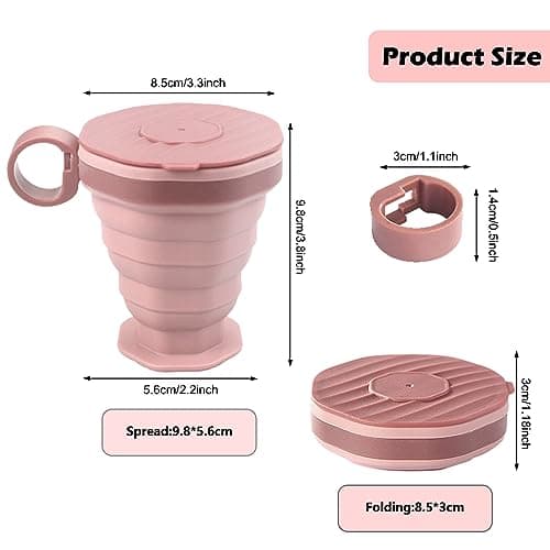 DQZSY Pack of 2 Foldable Silicone Cups, Foldable Travel Cups with Plastic Lid, Reusable Portable Cup Set, Suitable for Camping and Hiking — view 2