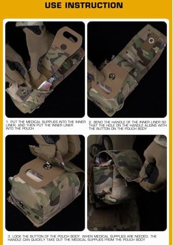 Peminkoo Outdoor Medical Kit Portable CS Combat Training Sports E-DC Tools Waist Packs MOLLE Tactical First-aid Pouch Survival Safety Bag (Khaki) — view 4
