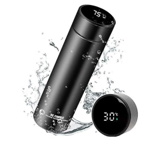 Water Flask for Hot Drink and Cold Drink - Double Walled Stainless Steel Water Bottle with Touch Screen Temperature Display - Vacuum Insulated Water Bottle 500ml for Cycling, Gym, Home, Office