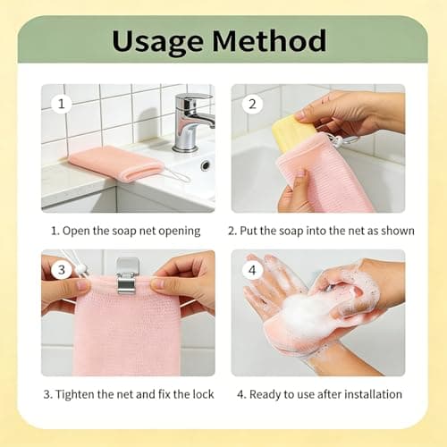 Exfoliating Soap Bags for Shower, 4Pcs Exfoliating Soap Bar Bag with Drawstring Travel Soaps Bar Bags, Drawstring Wash Bag (4 Colors, 6.7 x 3.1 in) — view 3