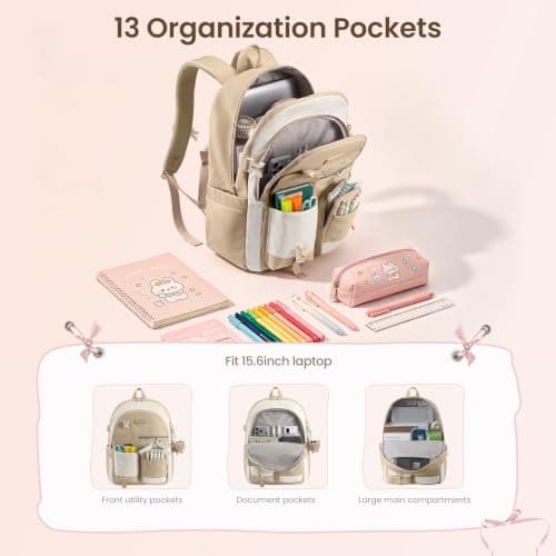 LOVEVOOK School Backpack Womens, Cute Rucksack School Bag for Teenage Girls — view 3
