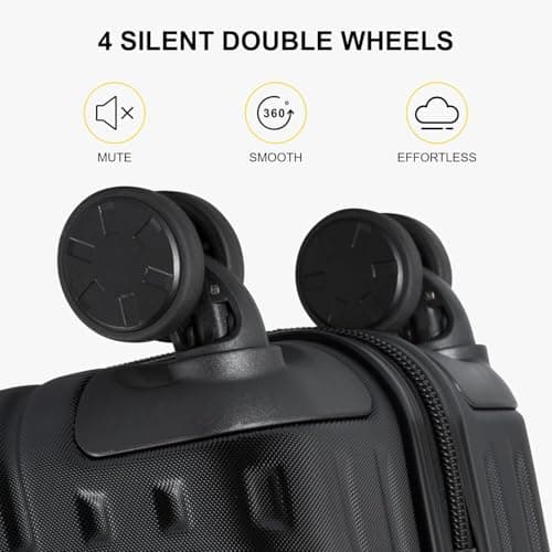 LEVEL8 Lightweight Hard Case Shell ABS+PC Luggage with 4 Spinner Wheels and TSA Lock, 20 Inch Hand Luggage Cabin Suitcase Hardcase Suitcase and Trolley, 55CM, Zwart, 37x24x55.5CM, 36L, Zwart, — view 4