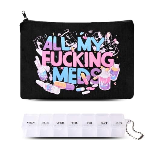 Medical Bag for Travel Holiday Medicine Organiser Pouch Black Zipper Medicine Bag with Weekly Pill Organiser for Travel Camping Home Tablet Dispenser Case for Women Men