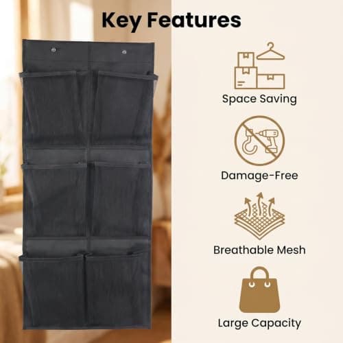 SINJAETRQ Hanging Shoe Storage, Non-Woven Wall Mounted Shoe Rack for Closet Door, Caravan Accessories & Campervan Organiser, Space Saving Over The Door Shoes Storages Solution — view 2