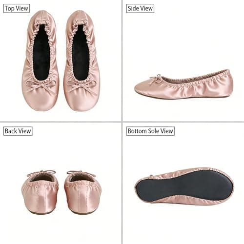 Women's Foldable Flats – Portable Ballet Slippers Shoes for Travel, Wedding – Fits in Purse (S, Rose Gold) — view 6
