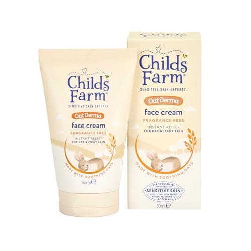 Childs Farm OatDerma Face Cream Moisturiser, Fragrance Free Hydration, Sensitive Skin Emollient, Soothe Baby Kids, 50ml