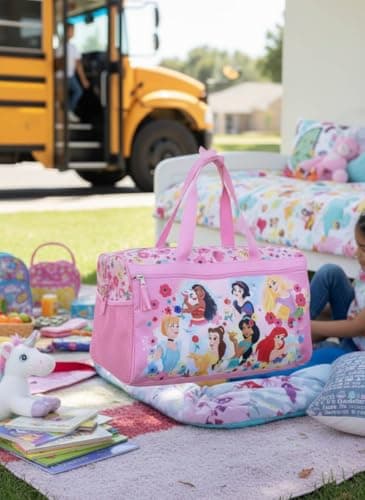 Kids Character Duffle Bag 16.5" – Travel & Sports Bag with Zipper Pocket, Mesh Side Pockets & Adjustable Strap, Princess, Licensed Character Kids Duffle Bag — view 4