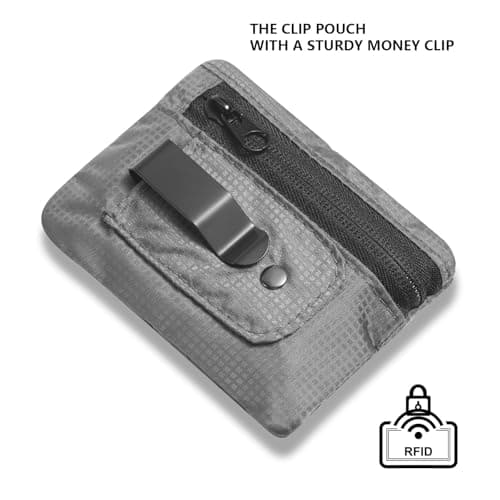 KOSMCCO RFID Blocking Clip Stash Pocket Travel Belt Wallet, Grey — view 4