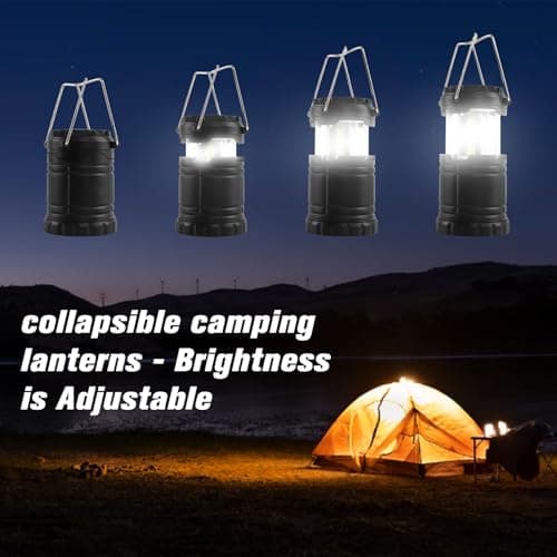 U+U 2 Pack Camping Lanterns, Portable Camping Lights Battery Powered, Collapsible Camping Lanterns, Camping Lamp for Outdoor Emergency Tent, Black — view 6