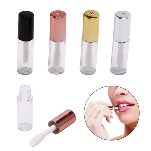 SKYPRO 20 Packs 1.2 mL Pretty Empty Lip Gloss Tubes Containers, Clear Mini Refillable Lip Balm Bottles with Rubber Inserts and 3pcs Transfer Pipettes for Lip Samples Travel DIY Makeup (4 Colors) — view 3