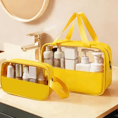 Clear Travel Toiletries Bag, 3Pcs Portable Travel Toiletry Bag(Yellow) — view 6