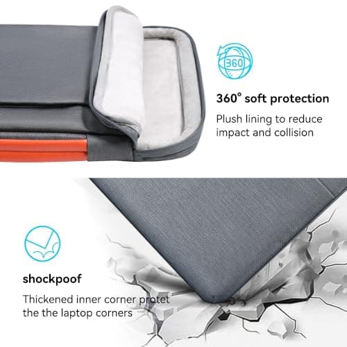 LANDICI 14 15 Inch Laptop Sleeve Protective Case with Handle and Pockets — view 4