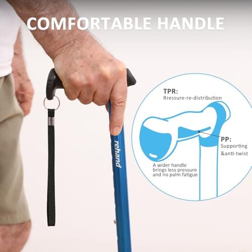 Rehand Walking Stick for Men & Women - Foldable, Adjustable, Lightweight, Self Standing Pivot Walking Stick, Soft Handle Grip, with Travel Bag, Walking Sticks for Seniors & Adults (Purple) — view 3