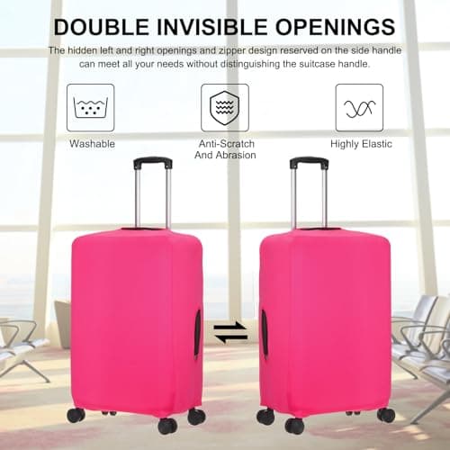 sourcing map Travel Luggage Cover, Washable Suitcase Covers for Luggage Anti-scratch Suitcase Protector Elastic Baggage Protective, Fits 29-32 Inch Suit Case, Pink — view 4
