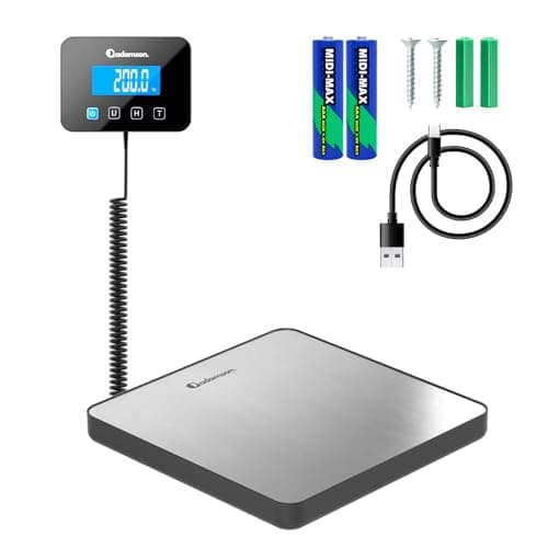 Parcel Scales - 440 lbs/0.35oz - Heavy-Duty & High Accurate Digital Postal Scale with Hold/Tare Function - Perfect for Packages, Luggage, Industrial Use - Battery & Cable Included