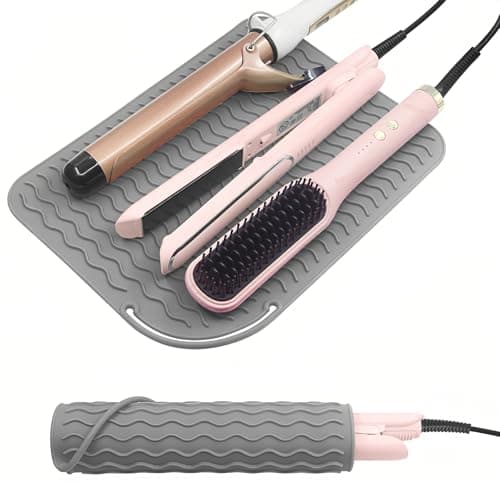 Heat Mat for Hair Straighteners 2 Pack Heat Resistant Mat for Curling Iron, Heat Proof Protection Mats for Travel Home Salon Flat Iron Hair Styling Tools (21.5x15.8 cm) — view 2