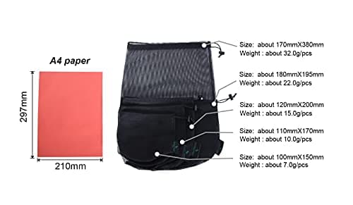iBasingo Black Drawstring Mesh Bags Nylon Stuff Sack 5-Pack BVP04 — view 6