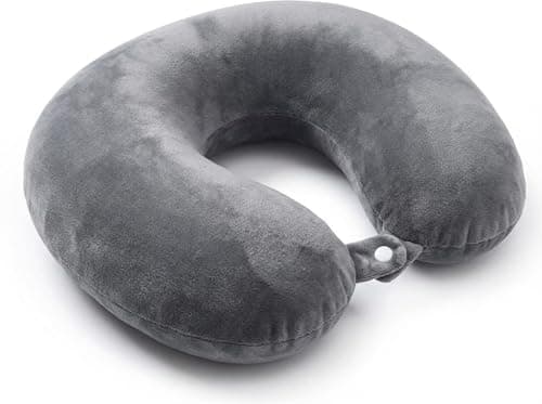 Boyfield Travel Pillow Memory Foam Neck Pillow for Travel, Travel Pillow for Airplane, Travel Neck Pillow Essentials, Grey, 29x29CM