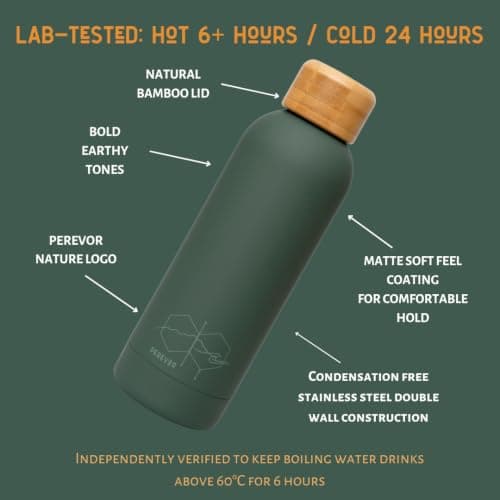 Perevor Forest Green Water Bottle 500ml - Insulated Stainless Steel — view 4
