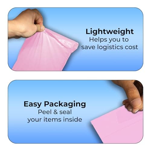Double Dragon 60 Mixed Self-Seal Pink Mailer Bags | Tamper-Proof & Durable | Polythene Plastic Packaging Envelops for Mailing, Postage, Parcel Shipping & Delivery |4 Sizes (15 Each)| Small to Large — view 3