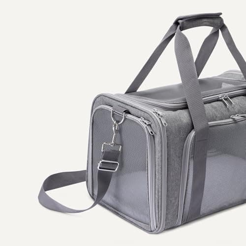 Amazon Basics Tote-Like Soft Cat & Dog Carrier with Adjustable Shoulder Strap, Airline-Approved, Foldable and Portable Design, Mesh Ventilation,43.2cm x 27.9cm x 27.9cm, Grey — view 3