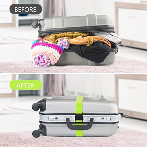 Luggage Straps, 4 Pack Suitcase Straps with Luggage Tags, Adjustable Bag Straps with Quick Release Buckle, Non-Slip Security Belts Travel Accessories for All Suitcase Baggage(Green) — view 5
