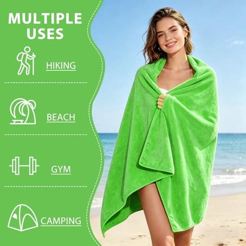 Indrnif Outdoor Magnetic Bath Towel 190 X 80 cm,Quick-Dry Sand-Resistant Beach Towel with Magnetic Closure,Oversized Microfiber Bath Towel for Travel, Swimming, Pool, Yoga, Hiking, Camping (green) — view 5